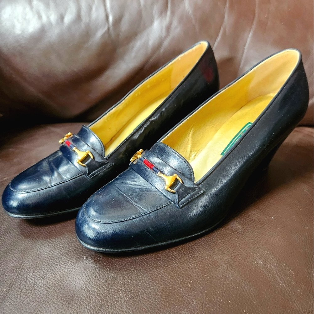 Vintage GUCCI Women's Leather Loafer Heels